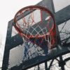 black and red outdoor basketball hoop